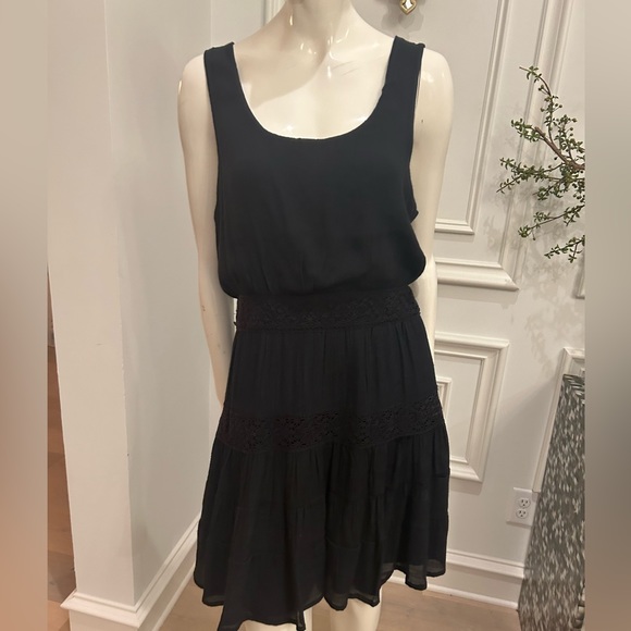 Lilly Rose Black Gauze and Crochet Trim Tiered Sundress - Picture 2 of 5